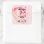 Sticker Carré Remerciement floral de rose rose élégant (Sac)
