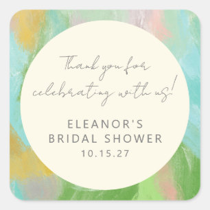 Sticker Carré Remerciement personnalisé pour Baby Shower Mariée