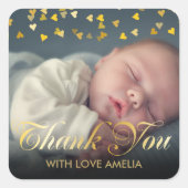 Sticker Carré Remerciement Personnalisé pour Bébé avec Photo (Devant)