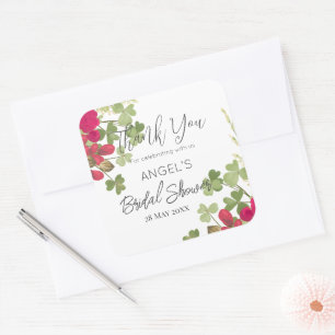 Sticker Carré Remerciement pour Baby Shower Mariage Floral de l'