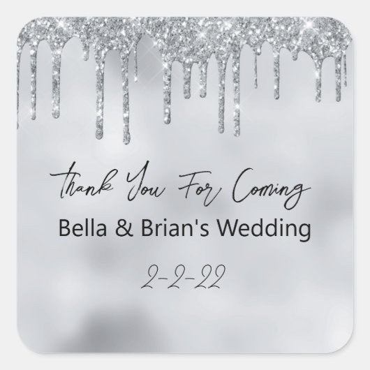 Sticker Carré Remerciement pour l'événement d'arrivée Silver Spa (Devant)