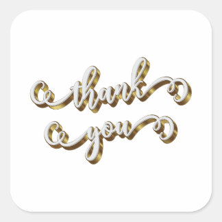 Sticker Carré Remerciement Typographie Or Moderne 