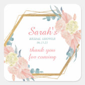 Sticker Carré Remerciements de fête de mariage florale moderne (Devant)