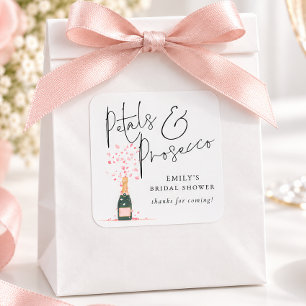 Sticker Carré Remerciements de fête prénuptiale Petals Prosecco