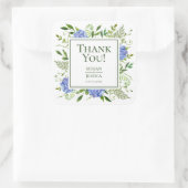 Sticker Carré Remerciements de mariage aux hortensias bleus (Sac)
