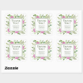 Sticker Carré Remerciements de mariage Hydrangea rose (Feuille)