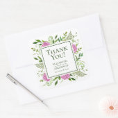 Sticker Carré Remerciements de mariage Hydrangea rose (Enveloppe)