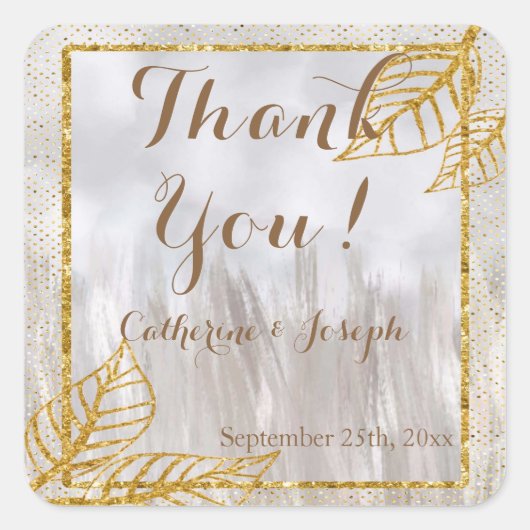 Sticker Carré Remerciements Mariage châtaignes d'or d'automne (Devant)