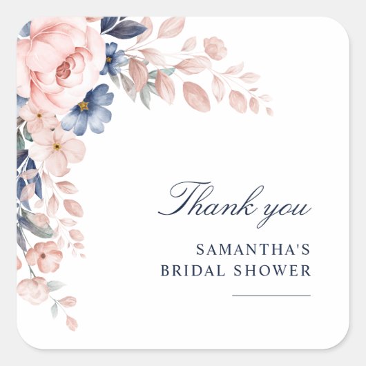 Sticker Carré Remerciements pour une Baby Shower de Mariée à l'A (Devant)