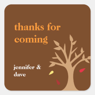 Sticker Carré Remerciements tomber arbre feuille Thanksgiving ta