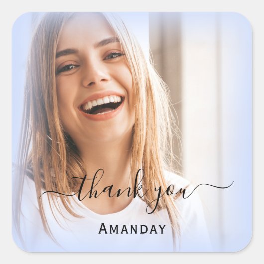 Sticker Carré Remercier Nom Cadre Photo Mariage Douzième (Devant)
