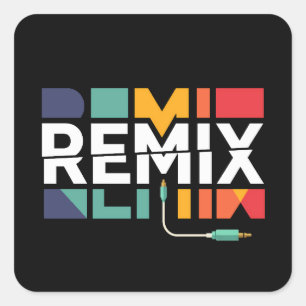 Sticker Carré Remix Audio Graphisme Géométrique Rétro Musique