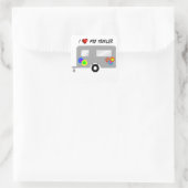 Sticker Carré Remorque avec fleurs mignonnes (Sac)