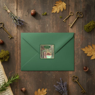 Sticker Carré Renaissance Médiévale Floral et Or Épée