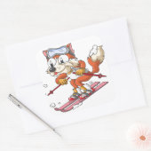 Sticker Carré Renard à ski (Enveloppe)