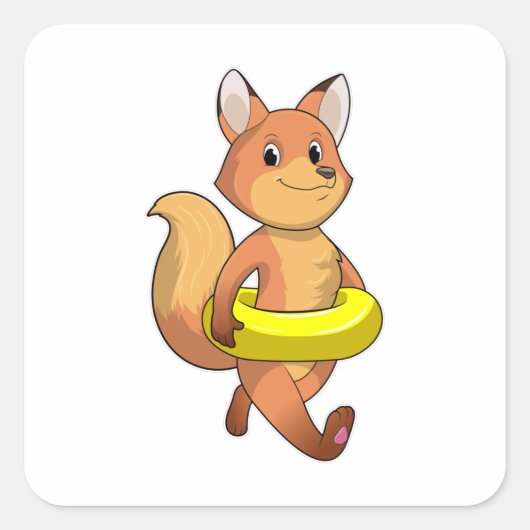 Sticker Carré Renard avec Lifebuoy (Devant)