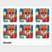 Sticker Carré Renard de Noël (Feuille)