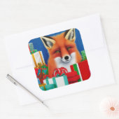 Sticker Carré Renard de Noël (Enveloppe)