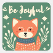 Sticker Carré renard de Noël mignon (Devant)