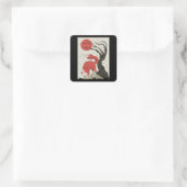 Sticker Carré Renard de style japonais (Sac)