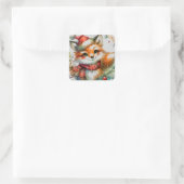 Sticker Carré Renard d'hiver (Sac)