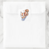 Sticker Carré Renard en Chaussettes (Sac)