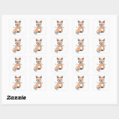 Sticker Carré Renard intelligent mignon (Feuille)