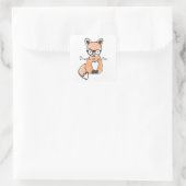 Sticker Carré Renard intelligent mignon (Sac)
