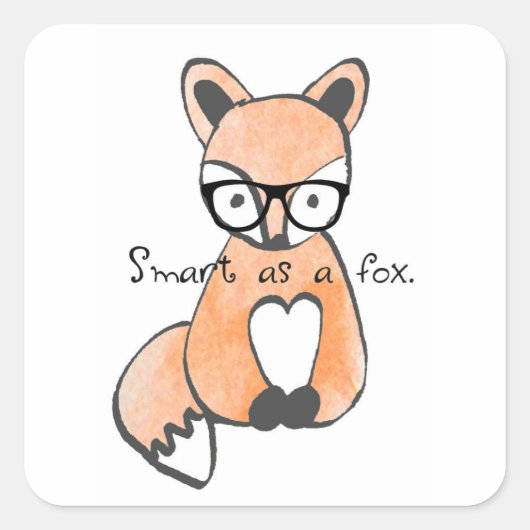 Sticker Carré Renard intelligent mignon (Devant)