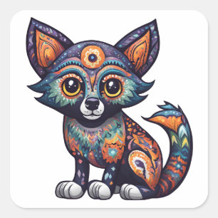 Sticker Carré Renard mou d'Halloween