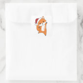 Sticker Carré Renard Noël Neige Hiver Animaux Renards Foxes (Sac)