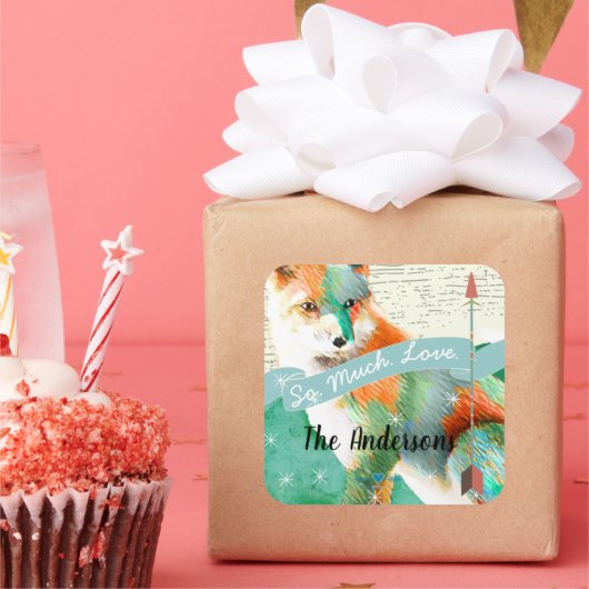 Sticker Carré Renard peint ou Shiba Inu (Fête)