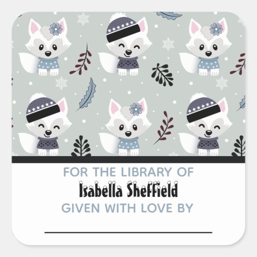 Sticker Carré Renards d'hiver (Devant)