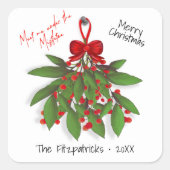 Sticker Carré Rencontrez-moi sous le Mistletoe Joyeux Noël (Devant)