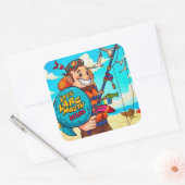 Sticker Carré Rencontrez Niles le passionné de pêche ! (Enveloppe)