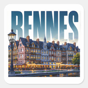 Sticker Carré Rennes France Patrimoine Breton Beauté