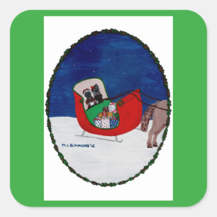 STICKER CARRÉ RENTRER À LA MAISON POUR NOËL