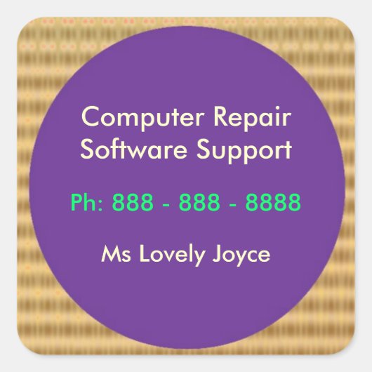 Sticker Carré Réparation d'ordinateur dans le support logiciel (Devant)