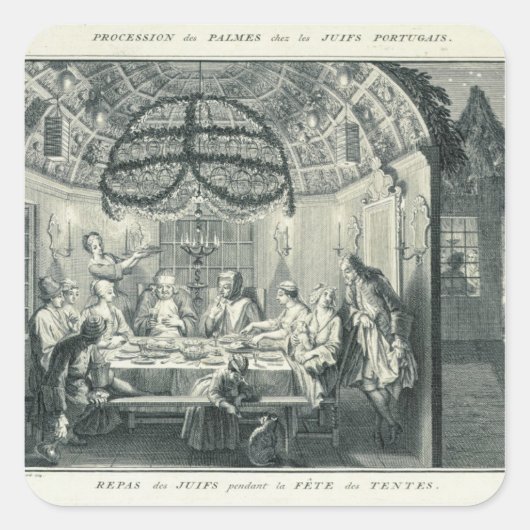 Sticker Carré Repas juif pendant la fête des Tabernacles, i (Devant)