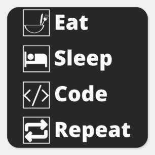Sticker Carré Répéter le code de sommeil des tickets Stickets