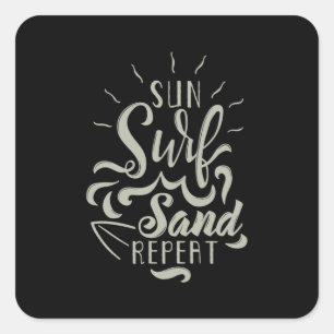 Sticker Carré Répétition du sable Surf Sun