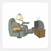 Sticker Carré Repos Chien regardant la télévision (Devant)