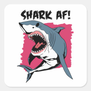 Sticker Carré Requin AF !   Amateurs de requins Design graphique