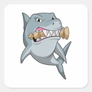 Sticker Carré Requin aux échecs avec pièce d'échecs King