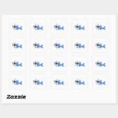 Sticker Carré Requin avec pizza comme appât (Feuille)