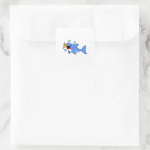 Sticker Carré Requin avec pizza comme appât (Sac)