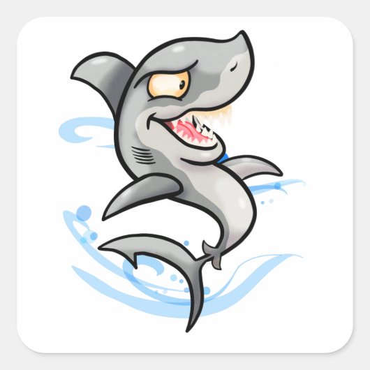 Sticker Carré Requin caricature cool (Devant)