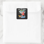 Sticker Carré requin cool surf (Sac)