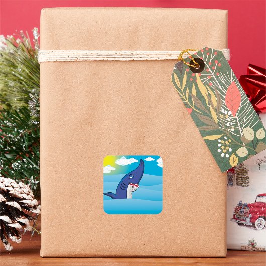 Sticker Carré Requin Dans L'Océan