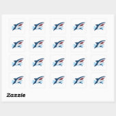 Sticker Carré requin de dessin animé (Feuille)